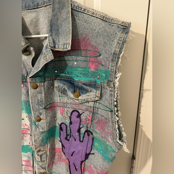 Vintage Painted Denim Vest - Picture 5 of 14